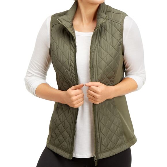Maurices Womens Green Solid Active Full Zip Side Pocket Puffer Vest Size XXL - Picture 1 of 8